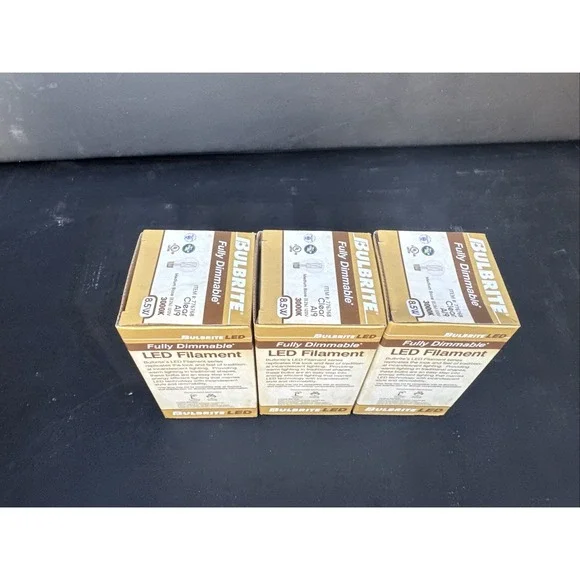 (3) NEW Bulbrite 8.5W Filament A19 LED Bulb E26 Clear 3000K Dimmable #776768 - Picture 5 of 5